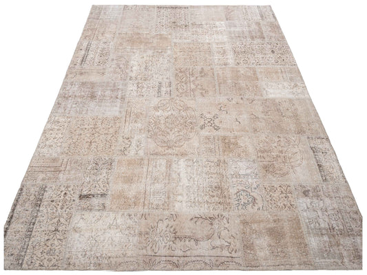 Patchwork Beige 9x12 Hand Knotted Rug
