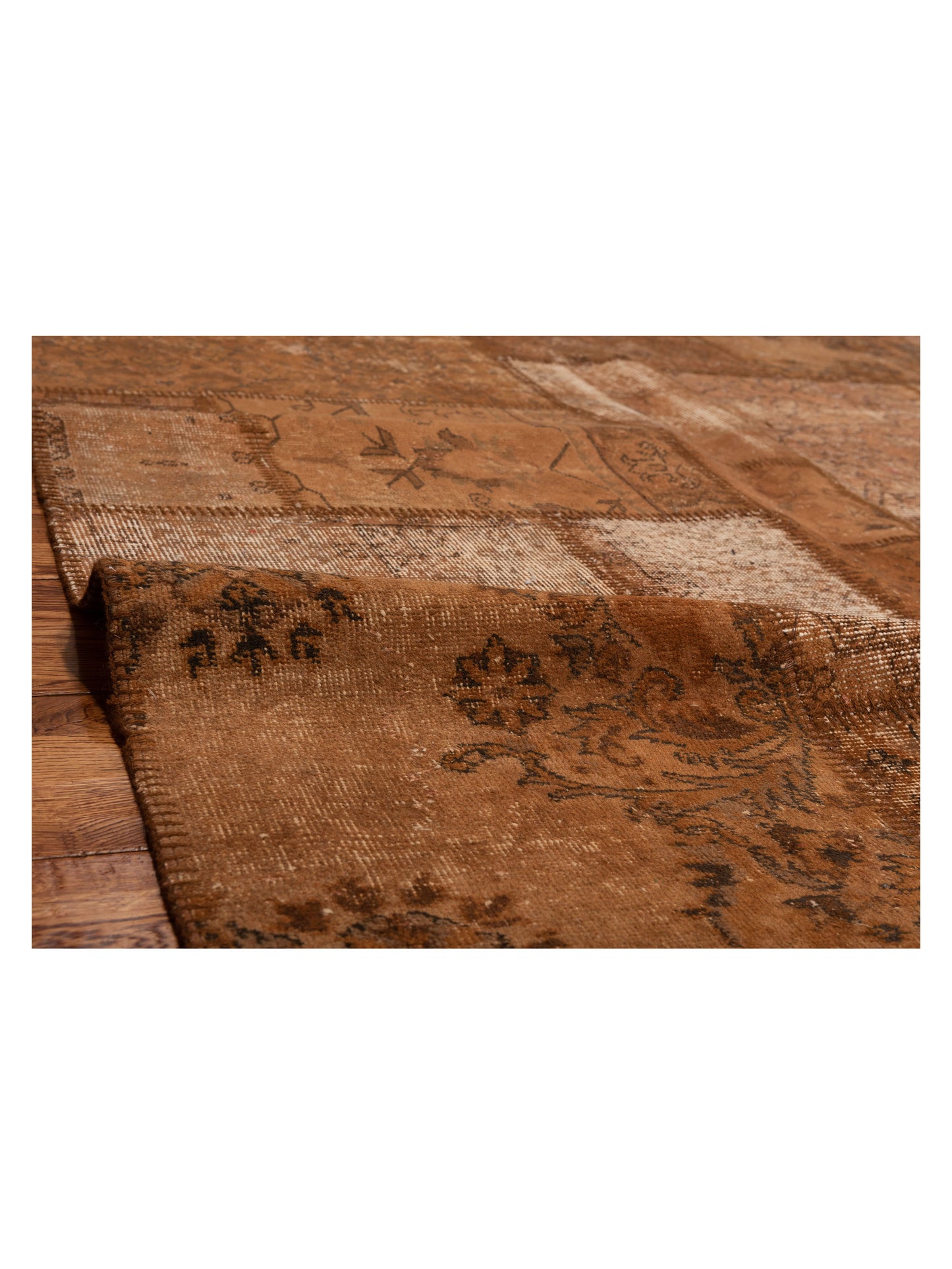 Patchwork Brown 9x12 Hand Knotted Rug