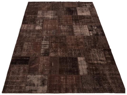 Patchwork Dark Brown 9.1x12 Hand Knotted Rug