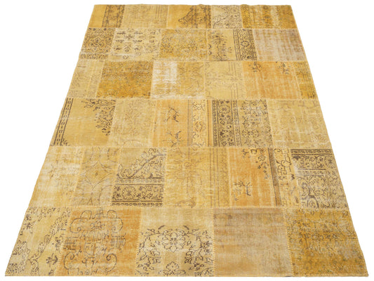 Patchwork Yellow 8x10 Hand Knotted Rug