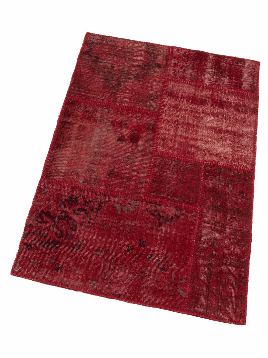 Patchwork Red 3.3x4.11 Hand Knotted Rug