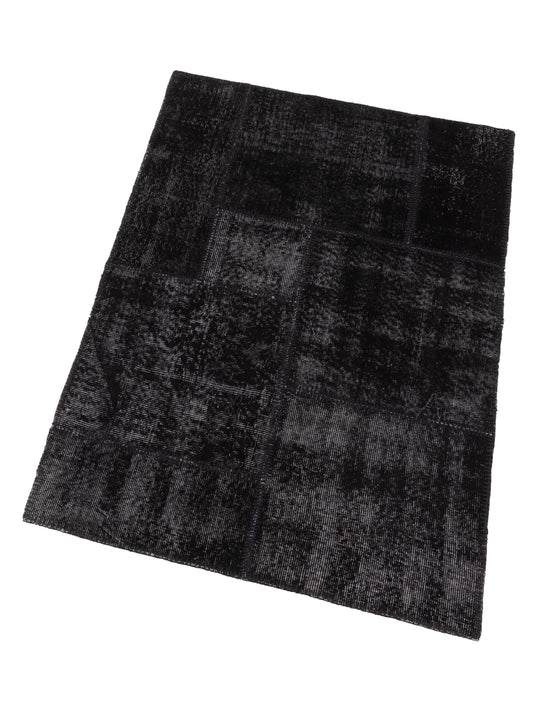 Patchwork Black 3.4x4.11 Hand Knotted Rug