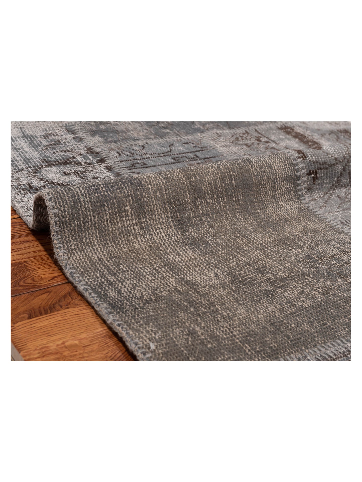 Patchwork Gray 3.4x4.11 Hand Knotted Rug