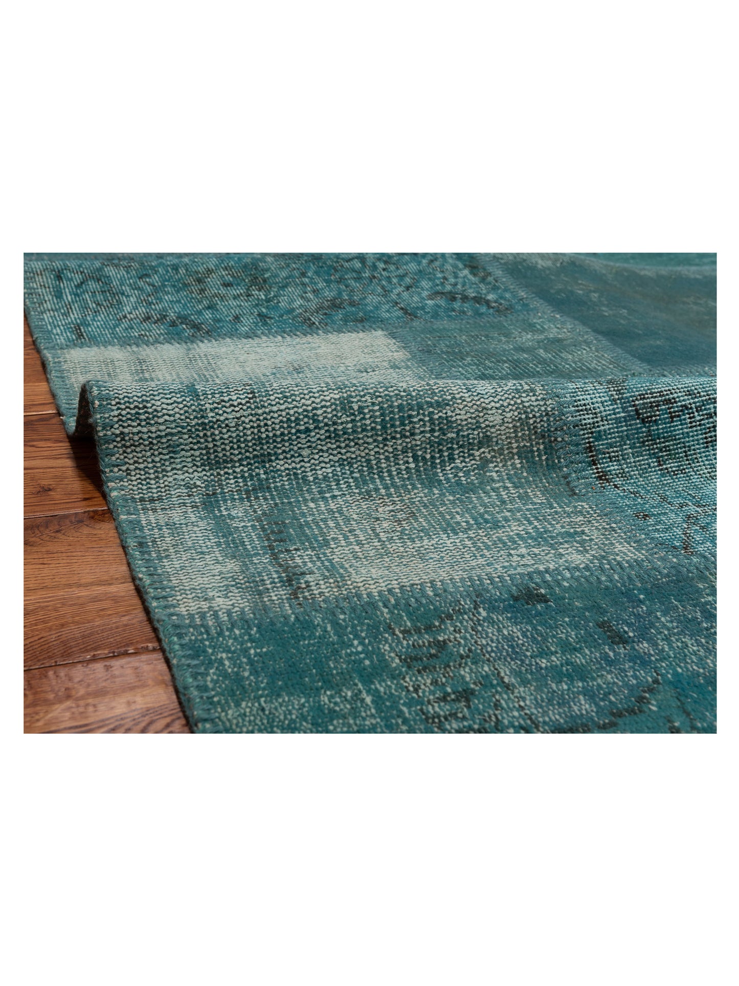 Patchwork Turquoise 3.11x5.11 Hand Knotted Rug