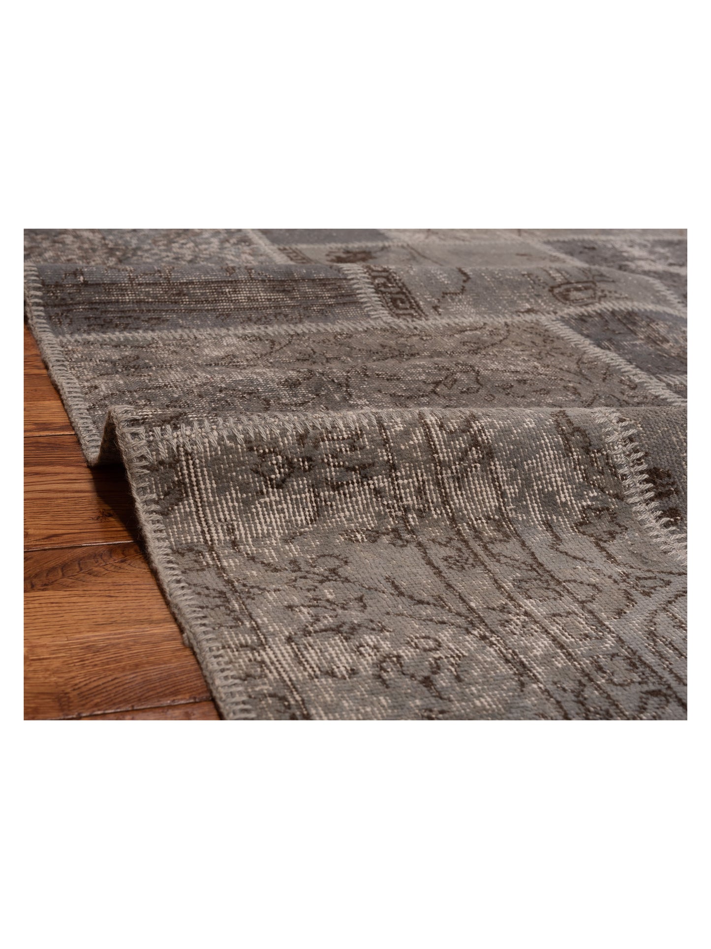 Patchwork Gray 4x6 Hand Knotted Rug