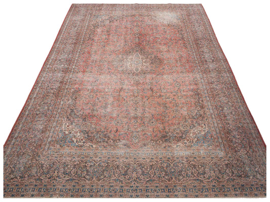 Vintage Rust Brown 9.10x12.9 Hand Knotted Rug