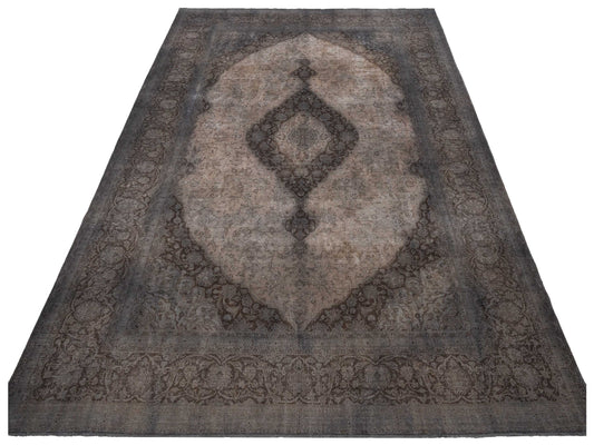 Vintage Dark Gray 9.8x13 Hand Knotted Rug