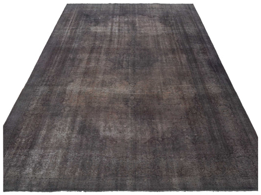 Vintage Dark Gray 10.7x14 Hand Knotted Rug