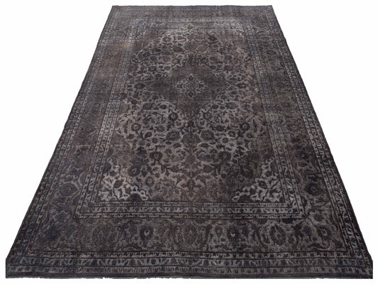 Vintage Dark Gray 9.7x13.2 Hand Knotted Rug
