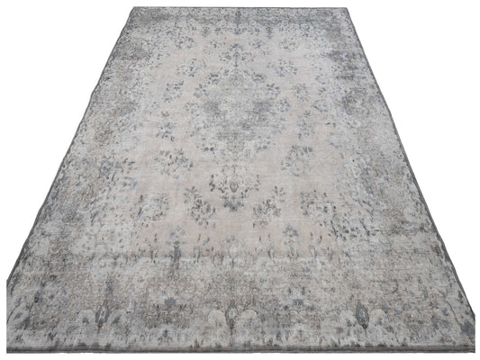 Vintage Light Gray 9.10x13.2 Hand Knotted Rug