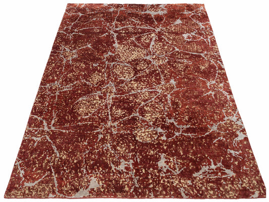 Tenzari Red 8x9.8 Hand Knotted Rug