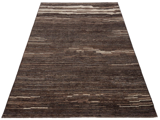 Anavera Charcoal Brown 7.10x9.10 Hand Knotted Rug