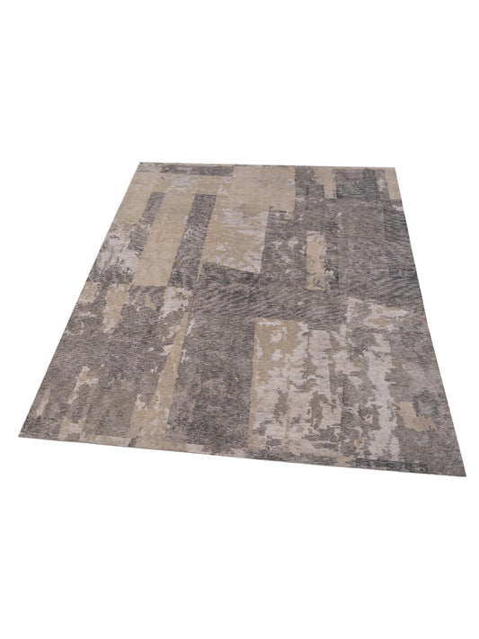 Tenzari Gray Gray 9x11.8 Hand Knotted Rug