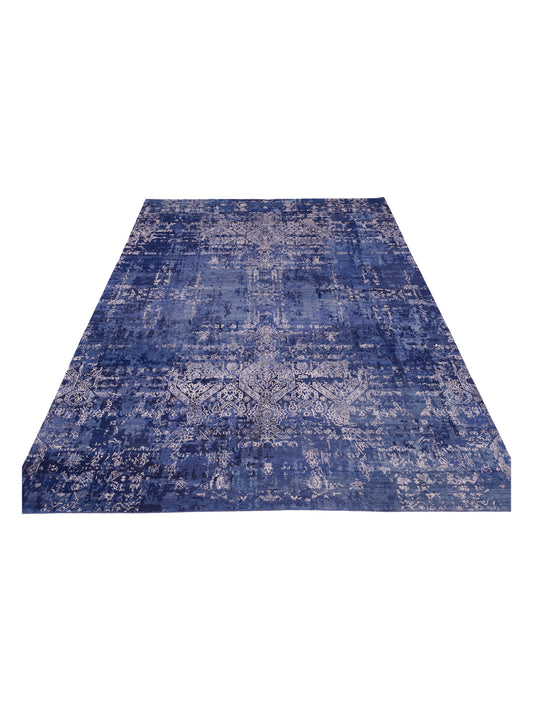 Tenzari Blue Blue 9x11.11 Hand Knotted Rug