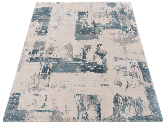 Calvera Beige Blue 5.2x8 Machine Made Rug