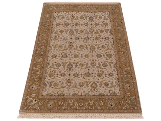 Javira Silk Ivory Gold 4.2x6.2 Hand Knotted Rug