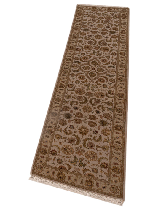 Javira Silk Ivory Gold 2.7x10 Hand Knotted Rug