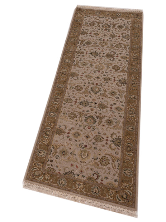 Javira Silk Beige Gold 2.7x8 Hand Knotted Rug