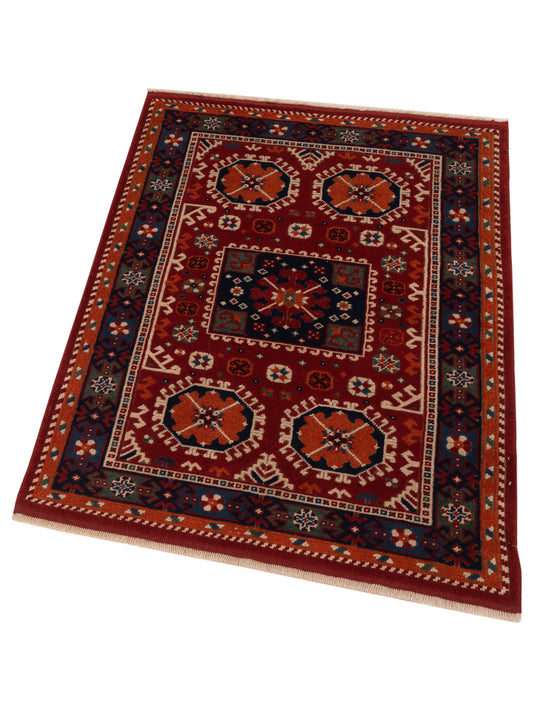 Shirvara Red Navy 4.3x5.5 Hand Knotted Rug