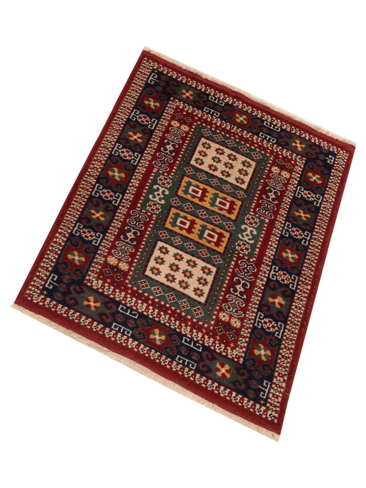 Shirvara Green Navy 3.2x4 Hand Knotted Rug