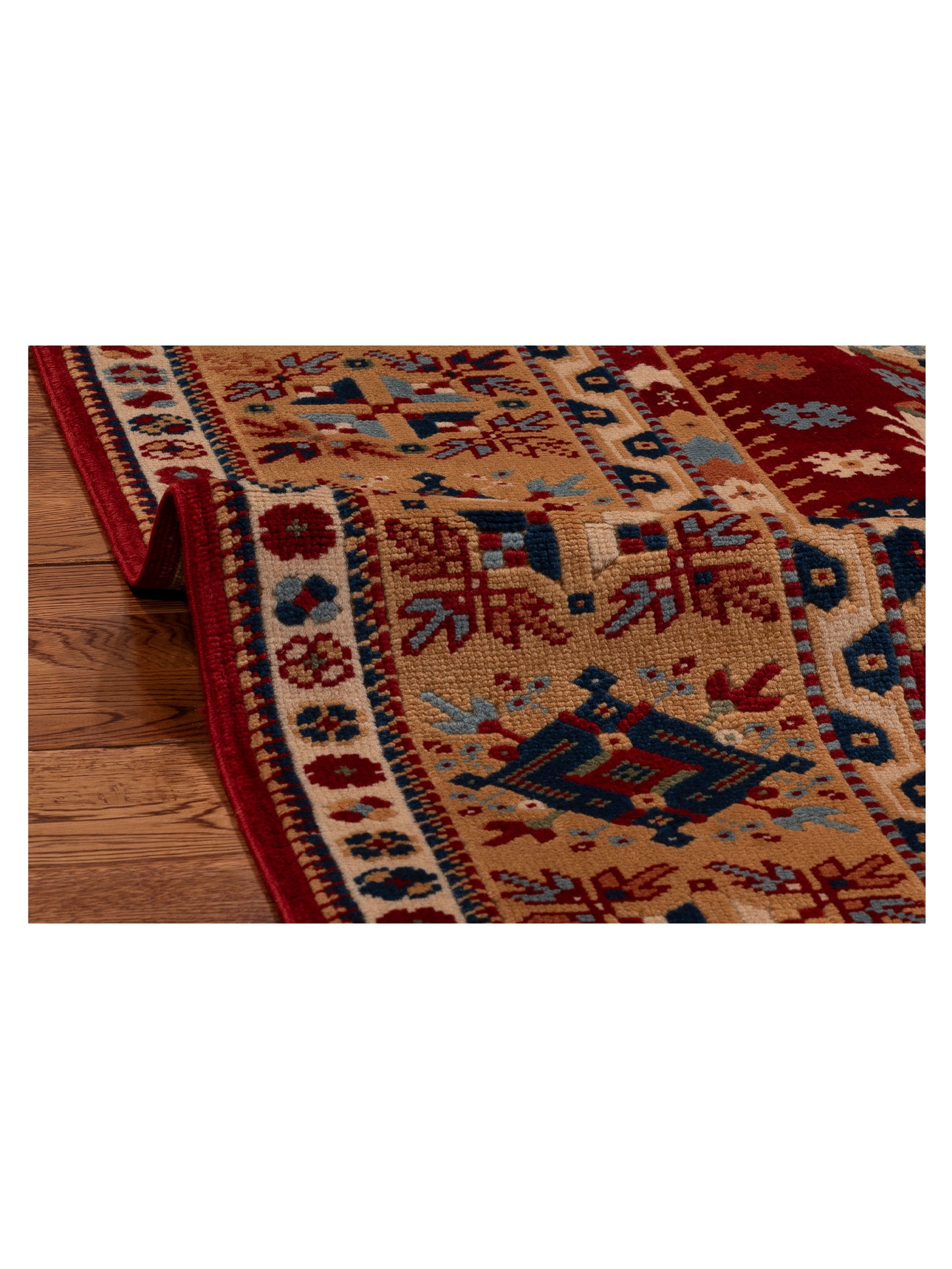 Shirvara Red Gold 4.10x6.10 Hand Knotted Rug