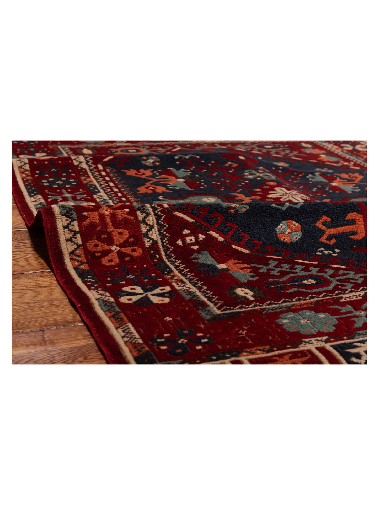 Shirvara Navy Red 4.1x5.7 Hand Knotted Rug