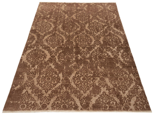 Defnera Brown Dark Brown 8.1x9.10 Hand Knotted Rug