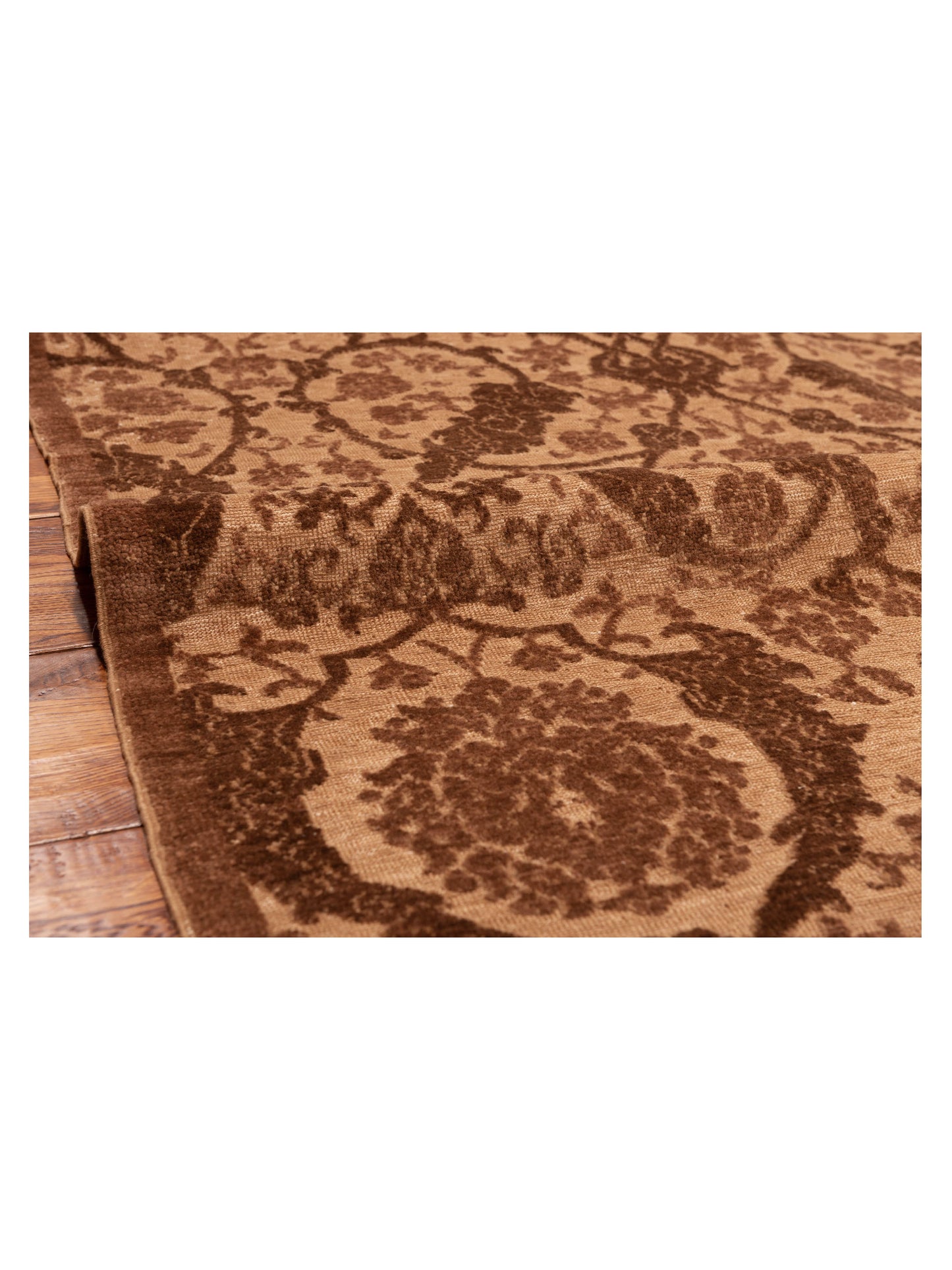 Defnera Brown Ice Blue 6.7x9.9 Hand Knotted Rug