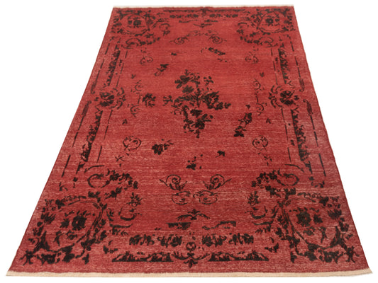 Defnera Red Charcoal 6.3x9.3 Hand Knotted Rug