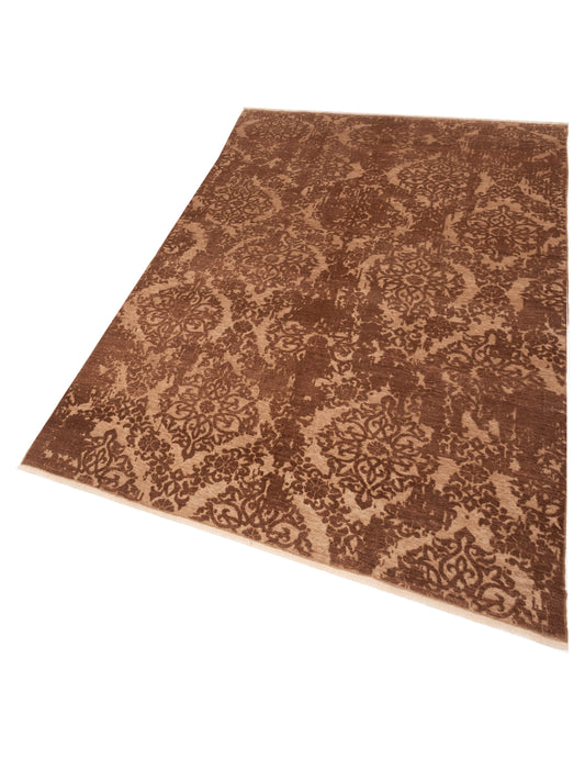 Defnera Brown Dark Brown 6.8x10.1 Hand Knotted Rug