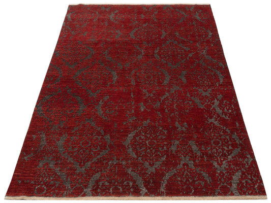 Defnera Charcoal Red 8.2x9 Hand Knotted Rug