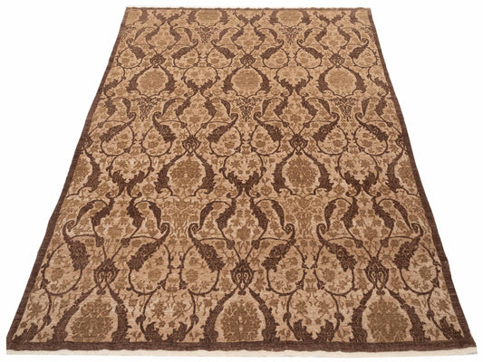Defnera Brown Brown 8.1x9.8 Hand Knotted Rug