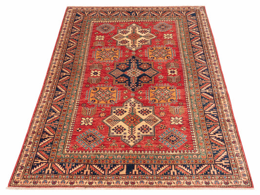 Zamira Red Ivory 5.2x6.9 Hand Knotted Rug