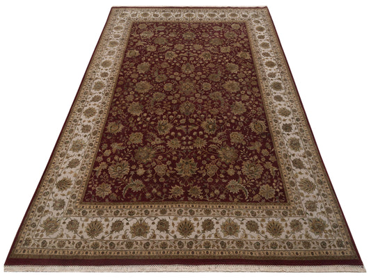 Javira Silk Red Beige 8.8x12.5 Hand Knotted Rug