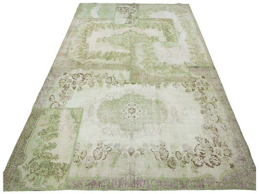 Patchwork Green 10.1x13.10 Hand Knotted Rug