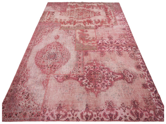Patchwork Pink 10.1x13.11 Hand Knotted Rug
