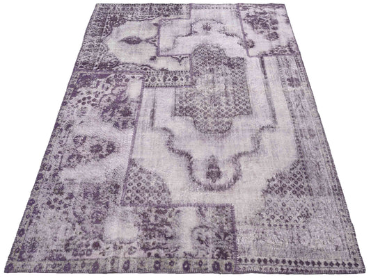 Patchwork Purple 8.2x10.1 Hand Knotted Rug