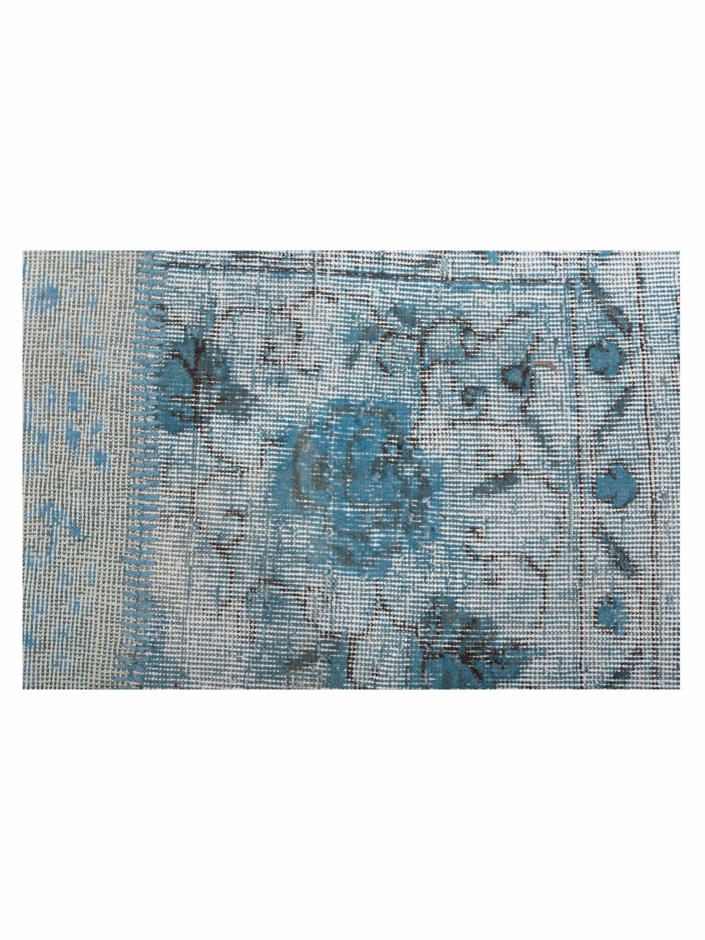 Patchwork Silver Blue 9.10x12 Hand Knotted Rug