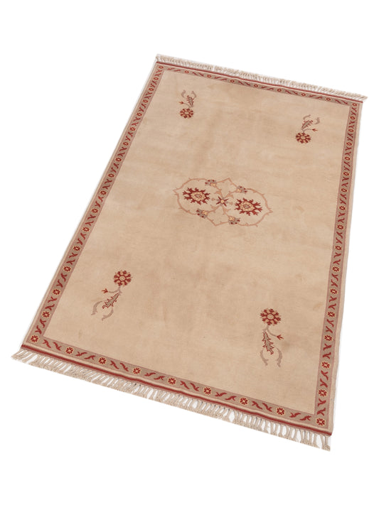 Turkeya Beige Brown 5.4x8.11 Hand Knotted Rug