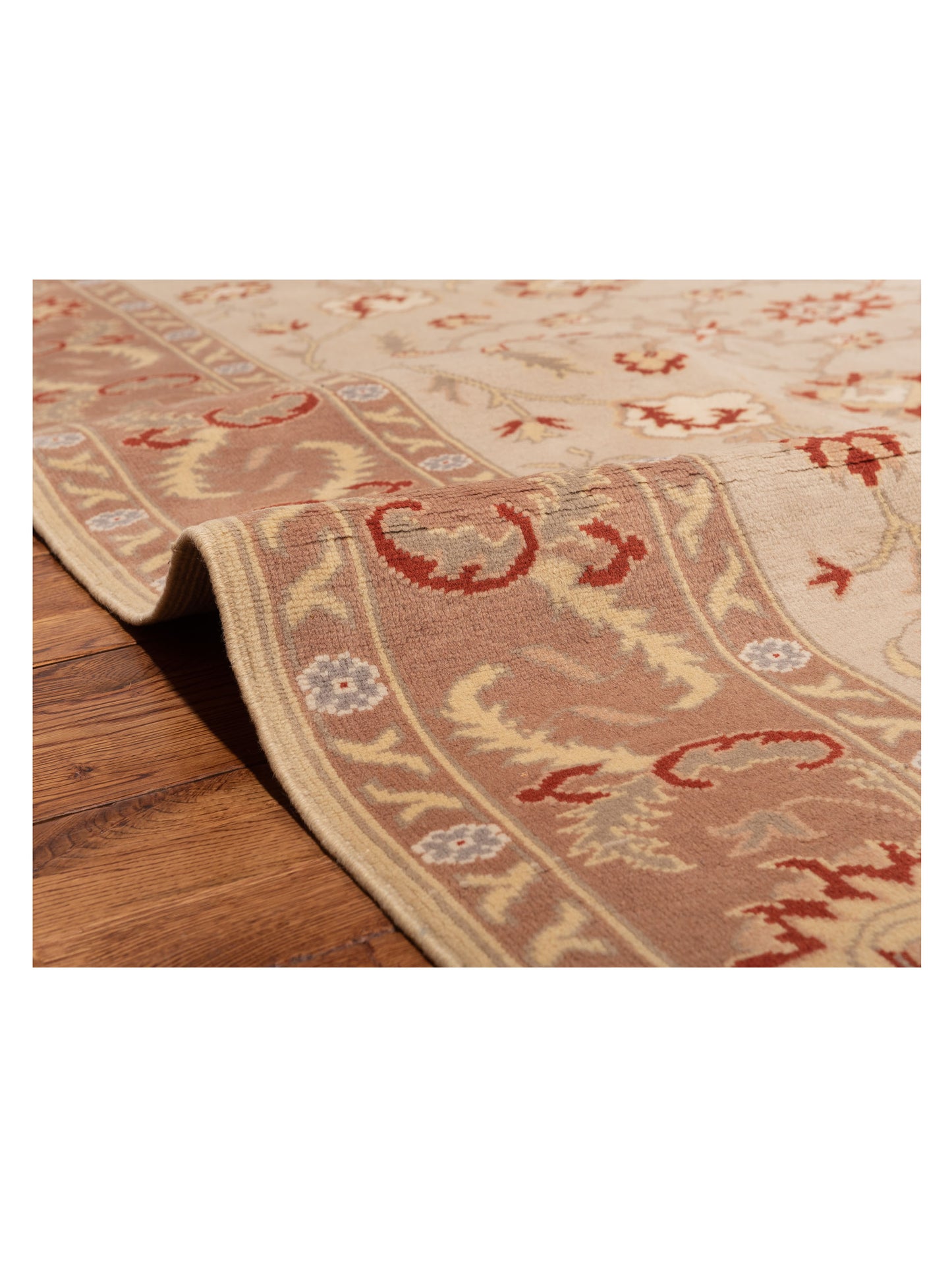 Turkeya Beige Pink 5.6x8.5 Hand Knotted Rug