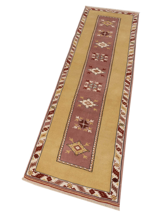 Turkeya Purple Gold 2.10x9.10 Hand Knotted Rug