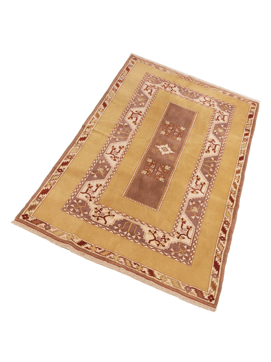 Turkeya Purple Gold 5.5x8.8 Hand Knotted Rug