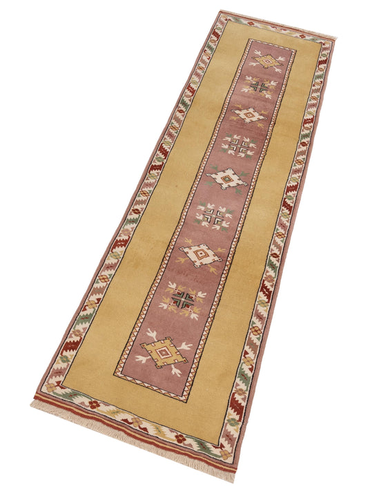 Turkeya Purple Gold 2.10x10 Hand Knotted Rug