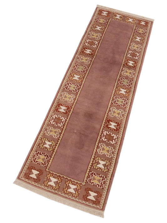 Turkeya Purple Brown 2.8x9.8 Hand Knotted Rug