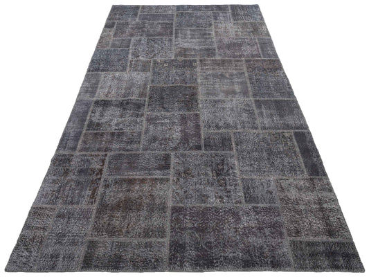 Patchwork Dark Gray 6.11x12.10 Hand Knotted Rug