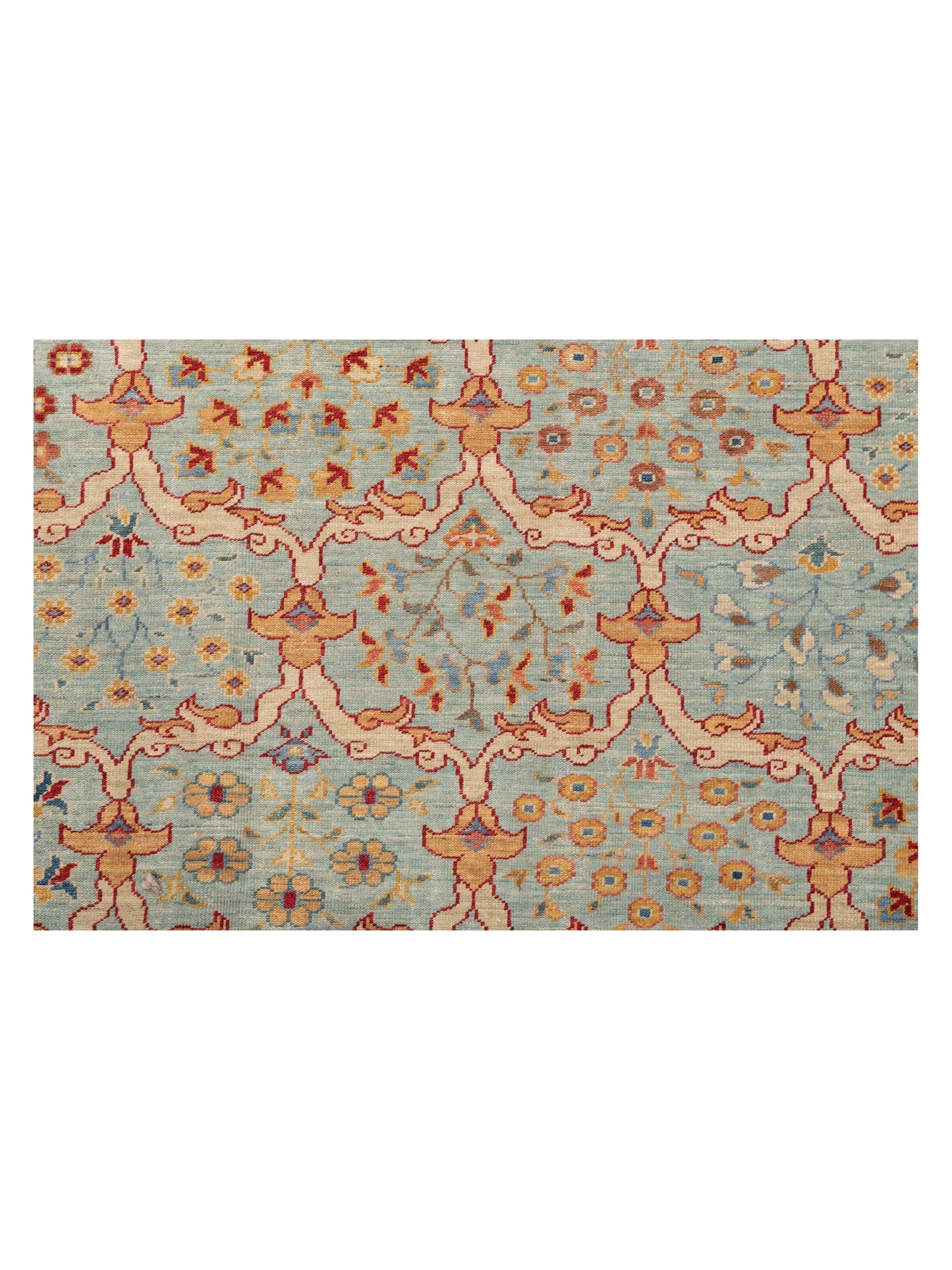 Antiqua Fine Sea Blue Red 8.1x13.4 Hand Knotted Rug