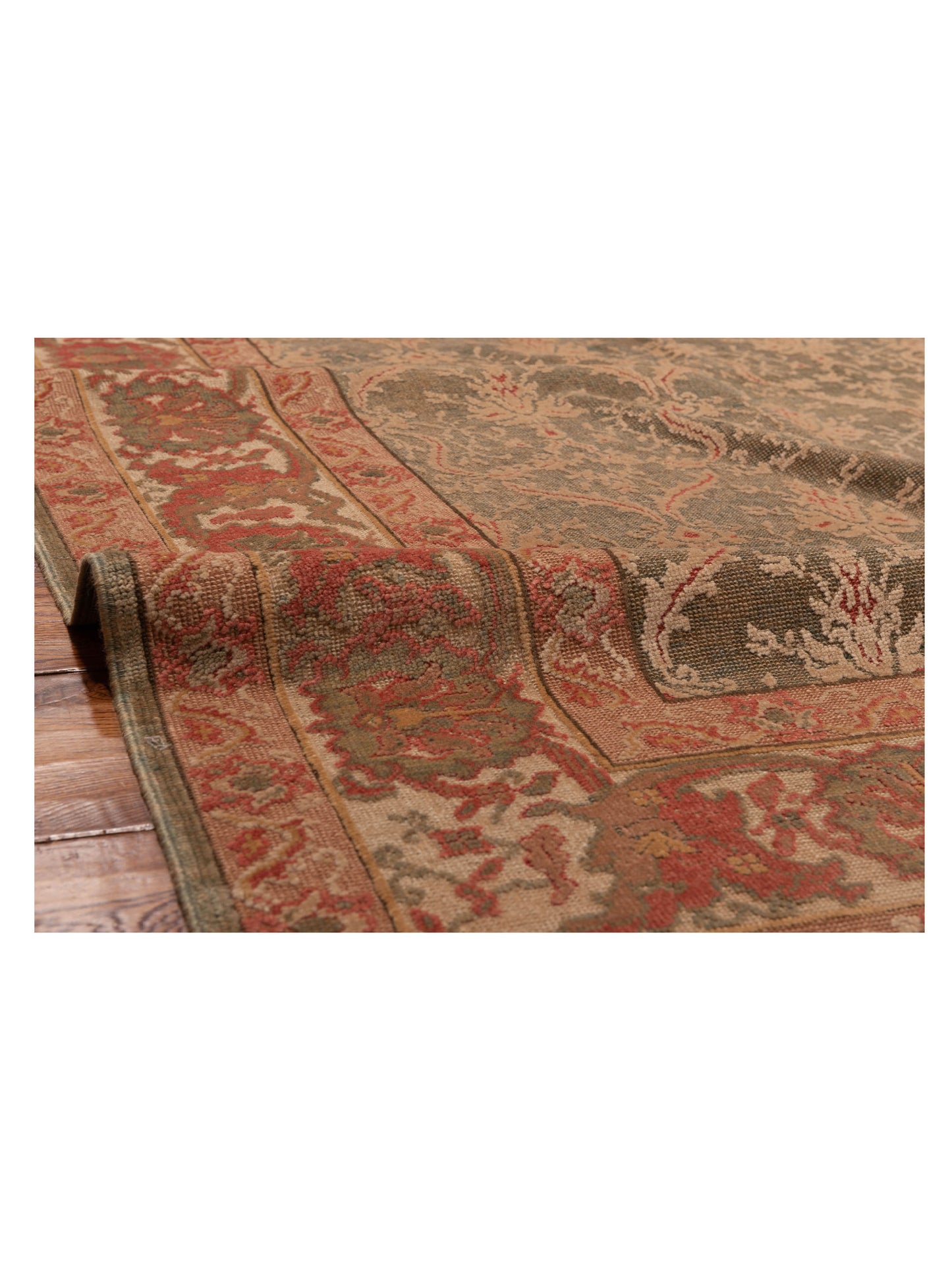 Antiqua Loom Green Ivory 5.10x8.7 Hand Knotted Rug