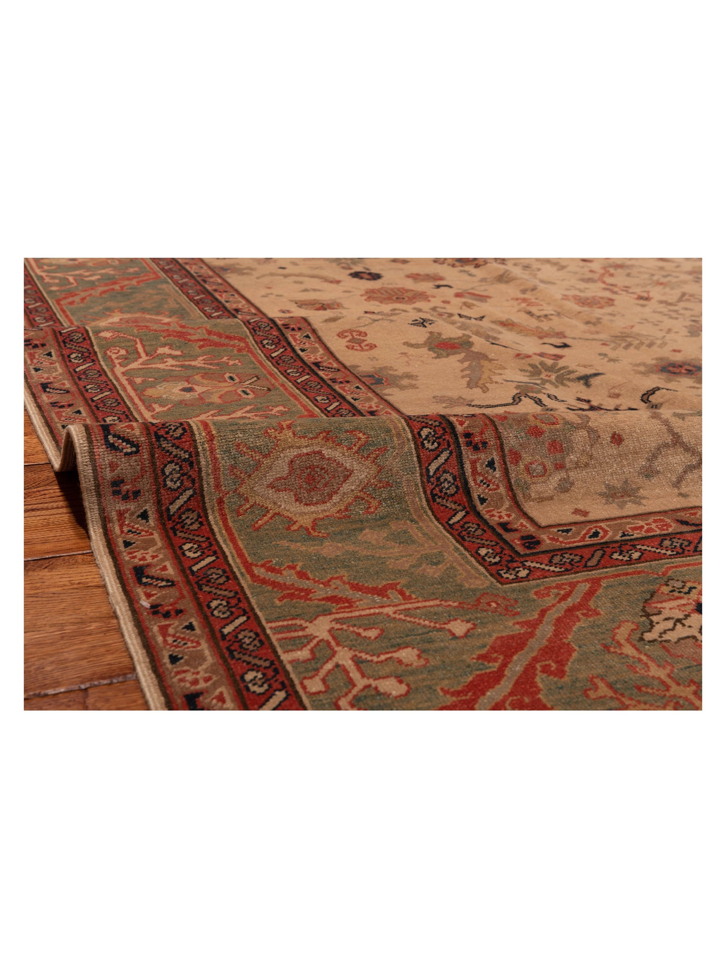 Antiqua Loom Ivory Green 6.10x8.6 Hand Knotted Rug