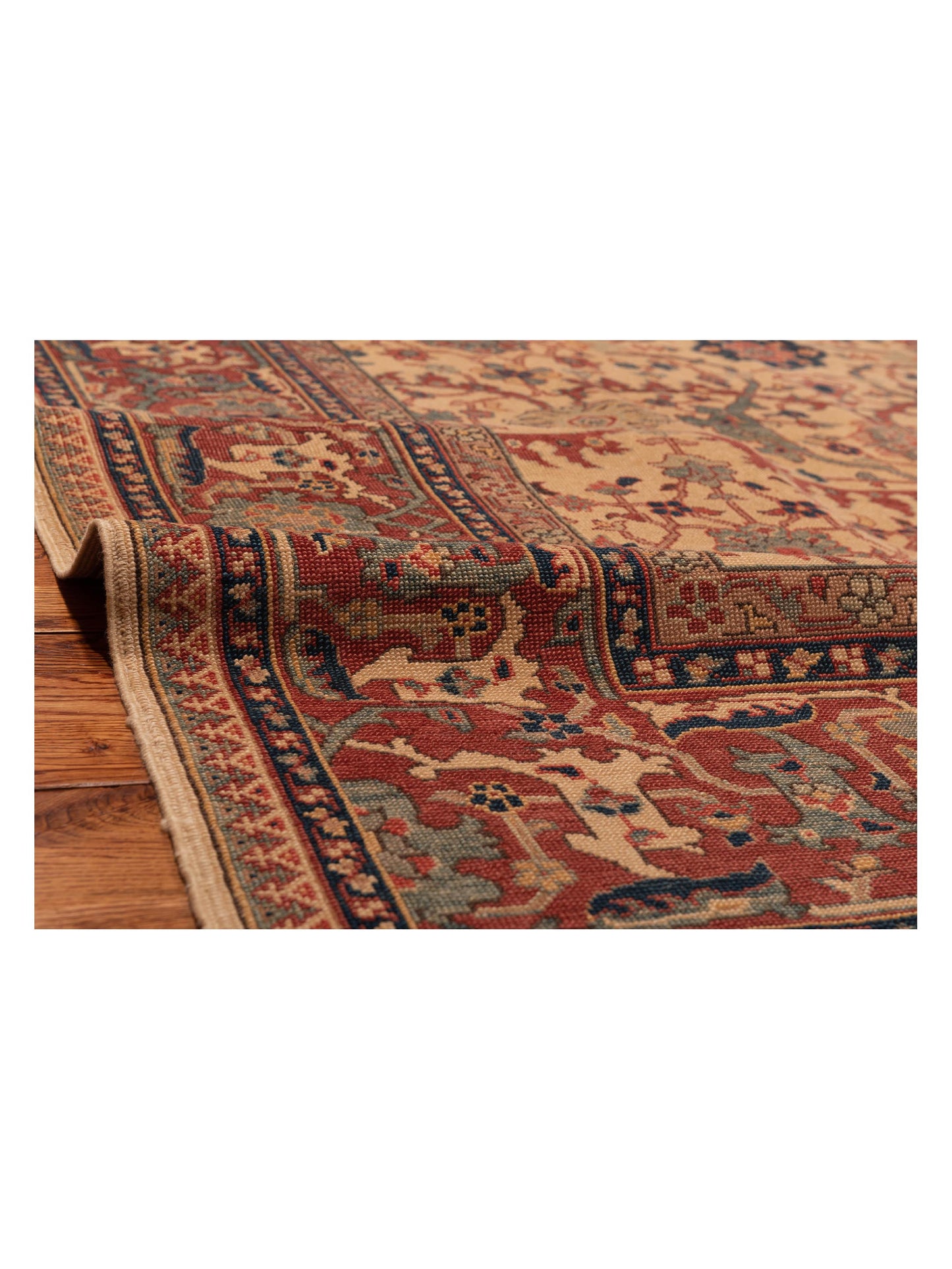 Antiqua Loom Ivory Red 7.2x8.11 Hand Knotted Rug