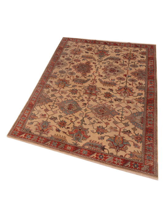 Antiqua Loom Beige Red 5.7x7.9 Hand Knotted Rug
